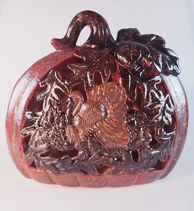 Cracker Barrel Thanksgiving Traditions Ceramic Pumpkin Turkey Lamp Autumn Works - Picture 1 of 7