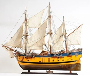 HMS HM Bark Endeavour Painted 38" Wood Tall Ship Model James Cook's Vessel New - Picture 1 of 17