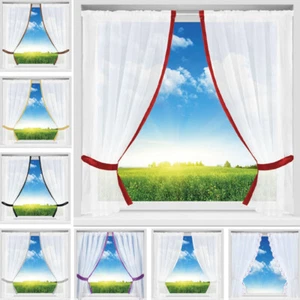 Gardinenset Stangendurchzug Voile Küchengardine Scheibengardine Microsatin Küche - Bild 1 von 27