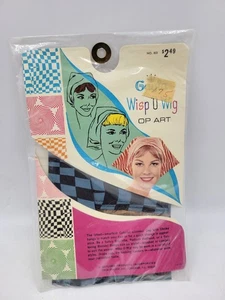Vintage Kerchief w Bangs 1960's Gayla WISP 'O WIG Opt Art NOS Read - Picture 1 of 3