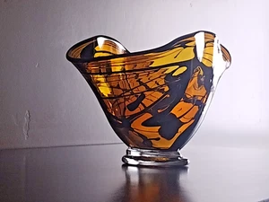Atemberaubende Vintage Deko Kunst geriffelte Glasschale - Bild 1 von 5