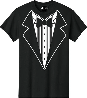 Camiseta de esmoquin divertida para hombre negra (negra con rosa roja, XS) Foto 1 de 2