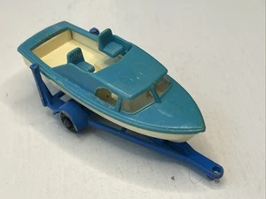 Lesney Matchbox Series 9 Boat & Trailer Blue/White Vintage 1966 Diecast/Plastic - Picture 1 of 21