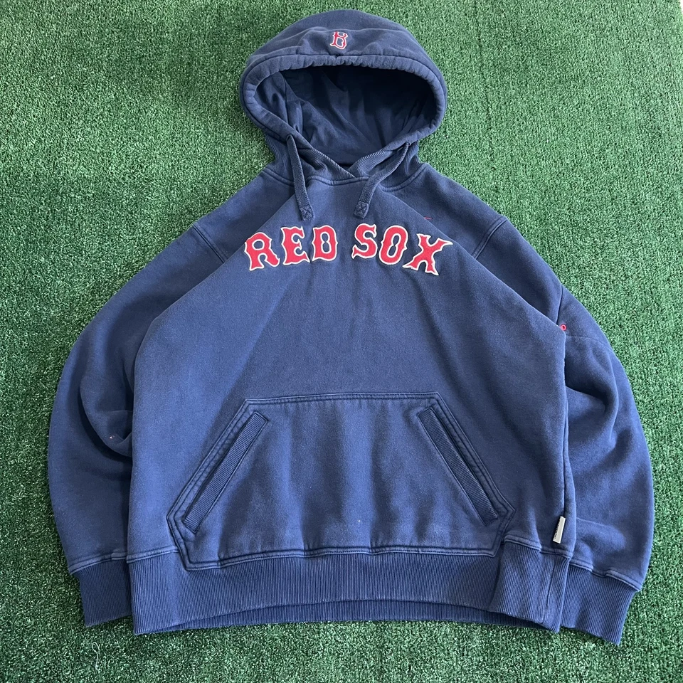 VTG Nike MLB Boston Red Sox Hoodie Mens Medium Navy Blue Boxy Heavyweight Y2K - Image 1 of 4