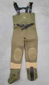 Orvis Neoprene Chest Waders Green Fishing Bibs LARGE with Feet - Picture 1 of 2
