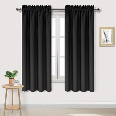 DWCN Cortinas Blackout - Aislamiento Térmico, 42"W x 63"L (Pack de 2), Negro  Foto 1 de 4