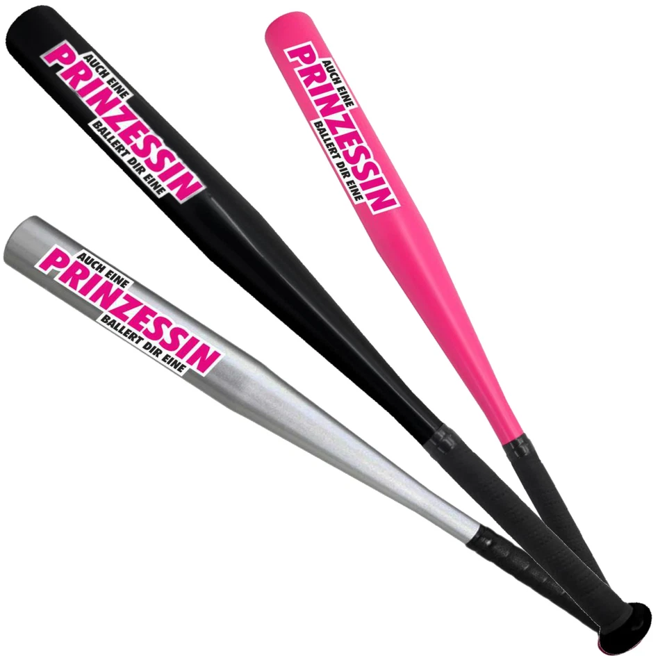 NO FACE NO NAME Baseballschläger Auch eine Prinzessin ballert dir eine schwarz silber pink Keule