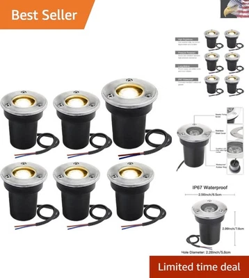 Warm White Landscape Lighting, 6-Pack 1W In-Ground LED Lights for Outdoor Spaces - Image 1 of 4