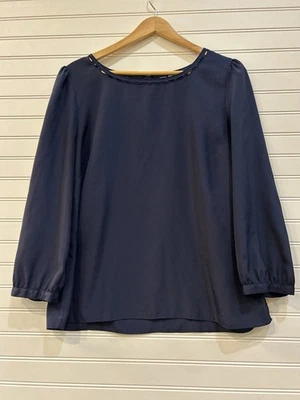 J. Blusa Crew Azul Marino Escote Vieira Manga Globo 3/4 Talla Grande Foto 1 de 4