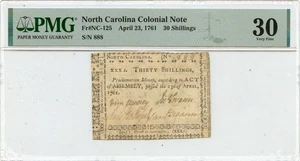 1761 April 23, 30s North Carolina Colonial Note FR#NC-125 PMG VF30 - Picture 1 of 2