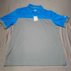 Elevate Polo Shirt Mens XL Olympic Blue Steel Grey CalgonCarbon Golf NWT NEW - Picture 1 of 12