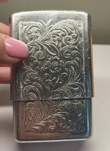 Vintage CIGARETTE CASE PARK INDUSTRIES MURFREESBORO TENN. U.S.A. FLORAL ALUMINUM - Picture 1 of 13