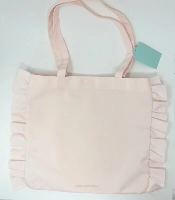 BATH & BODY WORKS PINK CANVAS TOTE BAG FRILL LARGE PURSE VIP HANDBAG MOTHERS DAY - Image 1 of 4