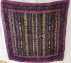 Vintage Hankie Hanky Handkerchief Signed Monique Purple Tan Black Stripes