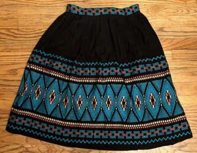Vintage 1960s Mayan Guatemalan Ethnic Folk Skirt Hand Woven Cotton - Image 1 of 4