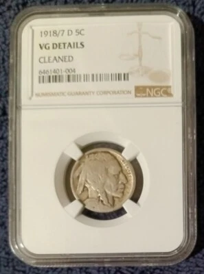 1918D 8/7 Buffalo Nickel, NGC Very Good details - Image 1 of 3