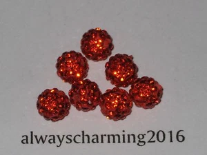 8MM ROUND RHINESTONE ORANGE 7 BEADS FOR SPARKLE NECKLACE, EARRINGS BRACELET - Picture 1 of 2