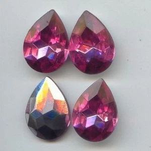 12 Vintage Rosa Acryl 25x18mm. FACETTIERTE TROPFEN EDELSTEINSCHMUCK 6767 - Bild 1 von 1