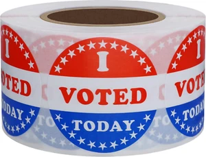 I Voted Today with Red, White, and Blue Circle Stickers 1.5 Inch round 500 Label - Picture 1 of 12