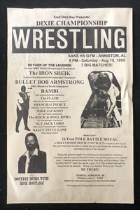 PÓSTER PUBLICITARIO DIXIE CHAMPIONSHIP WRESTLING 1995 11 x 17 IRON SHEIK - BIEN/EN MUY BUEN ESTADO - Imagen 1 de 2