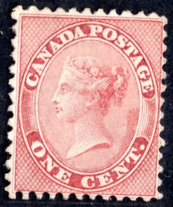 CANADA 1859 SC. #14 ONE CENT ROSE UNUSED NO GUM FRESH COLOR NEAT PERFS - Picture 1 of 2