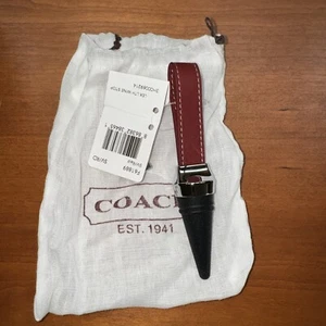 Tapón de vino de cuero Coach vintage modelo F61889 SV/RD NUEVO CON ETIQUETAS rojo quemado - Imagen 1 de 11