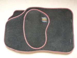 Universal Car Mats 4PC Set Carpet with Non Slip back. Black with red stripe trim - Picture 1 of 7