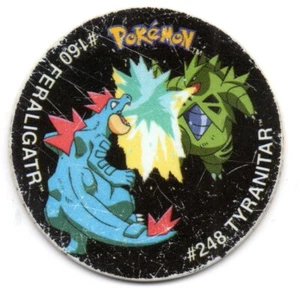 #160 FERALIGATR #248 TYRANITAR POKEMON TAZOS LEAGUE TAZO 2002 MATUTANO DESGASTE - Imagen 1 de 2