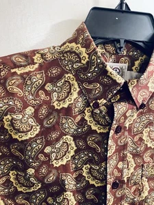 Cinch Youth Boys Paisley Print Shirt Large 12 Brown Button Down Western Cowboy - Picture 1 of 16