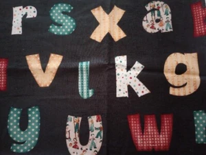 vintage alphabet letter fun fabric piece 17 x 11 inch 14 letters crafts - Picture 1 of 2