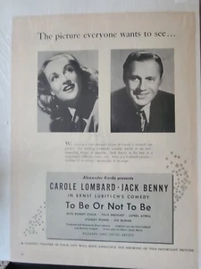 1942 Magazine Movie Ad  "To be or not to Be" - Picture 1 of 2