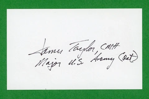 James Taylor CMOH Medal of Honor US Army Vietnam Signed 3x5 Card E22648 Cover