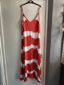 Orange And White Striped Maxi Dress - Picture 1 of 3