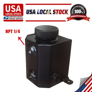 NPT1/4 Aluminum Coolant Recovery Expansion Tank Supercharger Reservoir Tank BK - Picture 1 of 8