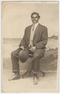 Hombre mexicano afroamericano negro de raza mixta - RPPC Atlantic City, Nueva Jersey - Imagen 1 de 2