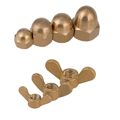 Messing Kappe/Flügelmuttern M3 M4 M5 M6 M8 M10 M12 M14~M20 metrische Mutter - Bild 1 von 4