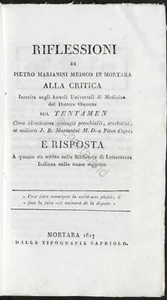 Riflessioni del medico Pietro Marianini alla critica sul Tentamen - 1817 - Picture 1 of 2