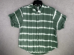 Camicia donna velluto cuore bottoni grande cravatta tinta verde manica corta - Foto 1 di 10
