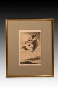 “Allá va eso”, Los Caprichos. Framed engraving. Original by GOYA Y LUCIENTES - Picture 1 of 7