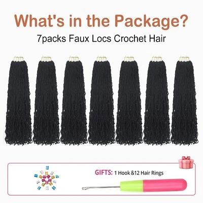 7-Pack - 32-Inch FAUX SOFT LOCS Crochet Pre-Looped GODDESS HAIR EXTENSIONS +Gift - Image 1 of 4