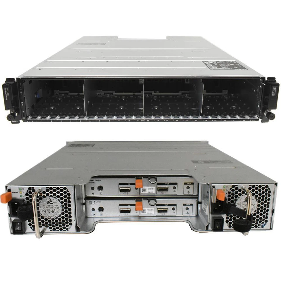 Dell PowerVault MD1220 2U 2x E01M001 SAS 6Gbps 2x 600W PSU 24x Bay 2.5 Zoll  - Bild 1 von 4