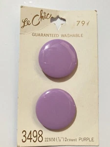 VTG Le Chic Plastic Buttons Large Pastel Purple Smooth Disk Shank 7/8" NEW - Picture 1 of 3