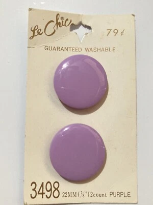 VTG Le Chic Plastic Buttons Large Pastel Purple Smooth Disk Shank 7/8" NEW - Image 1 of 3