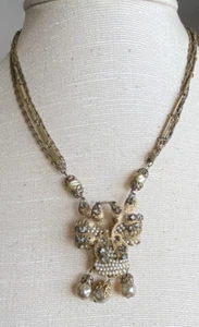 Vintage Deco Early Miriam Haskell Baroque Pearl Multi-Strand Necklace Pendant - Picture 1 of 13