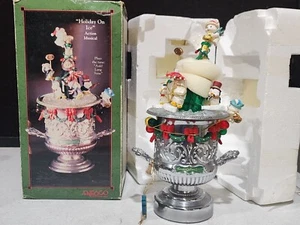 NEVER USED IN BOX Vintage Enesco Holiday On Ice Lighted Ice Bucket Music Box - Picture 1 of 11