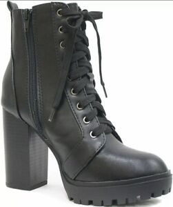 Soda Women's Heel Bootie Shoes Black PU Leather Size 6 M US