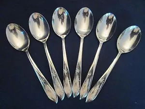 SET of 6 TEA SPOONS! Vintage CI stainless: CIF26 STAR pattern: EXCELLENT! - Picture 1 of 5