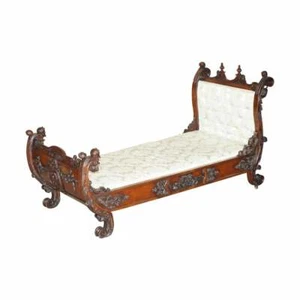 EXCEPTIONAL 19TH CENTURY HAND CARVED ITALIAN WALNUT DAY BED CHERUB PUTTI'S ANGEL - Picture 1 of 12