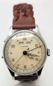 Orologio Uomo Vintage Concord Carica Manuale Triplo Calendario Valjoux 90 Funzionante - Foto 1 di 12