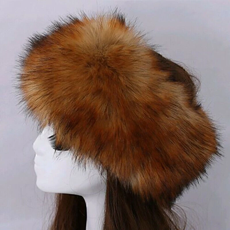 Ladies Soft Fluffy Faux Fur Russian Cossack Womens Warm Winter Hat Headbands Cap - Image 1 of 4